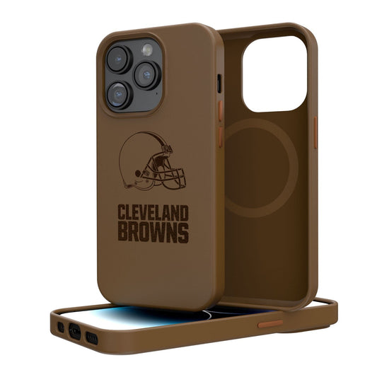Cleveland Browns Woodburned Brown Magnetic Case-0