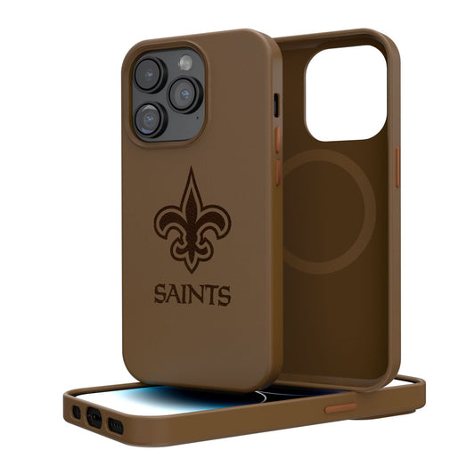 New Orleans Saints Woodburned Brown Magnetic Case-0