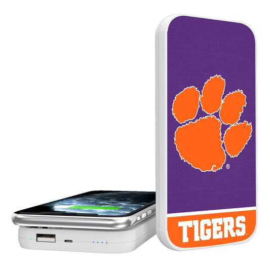 Clemson Tigers Solid Wordmark 5000mAh Portable Wireless Charger