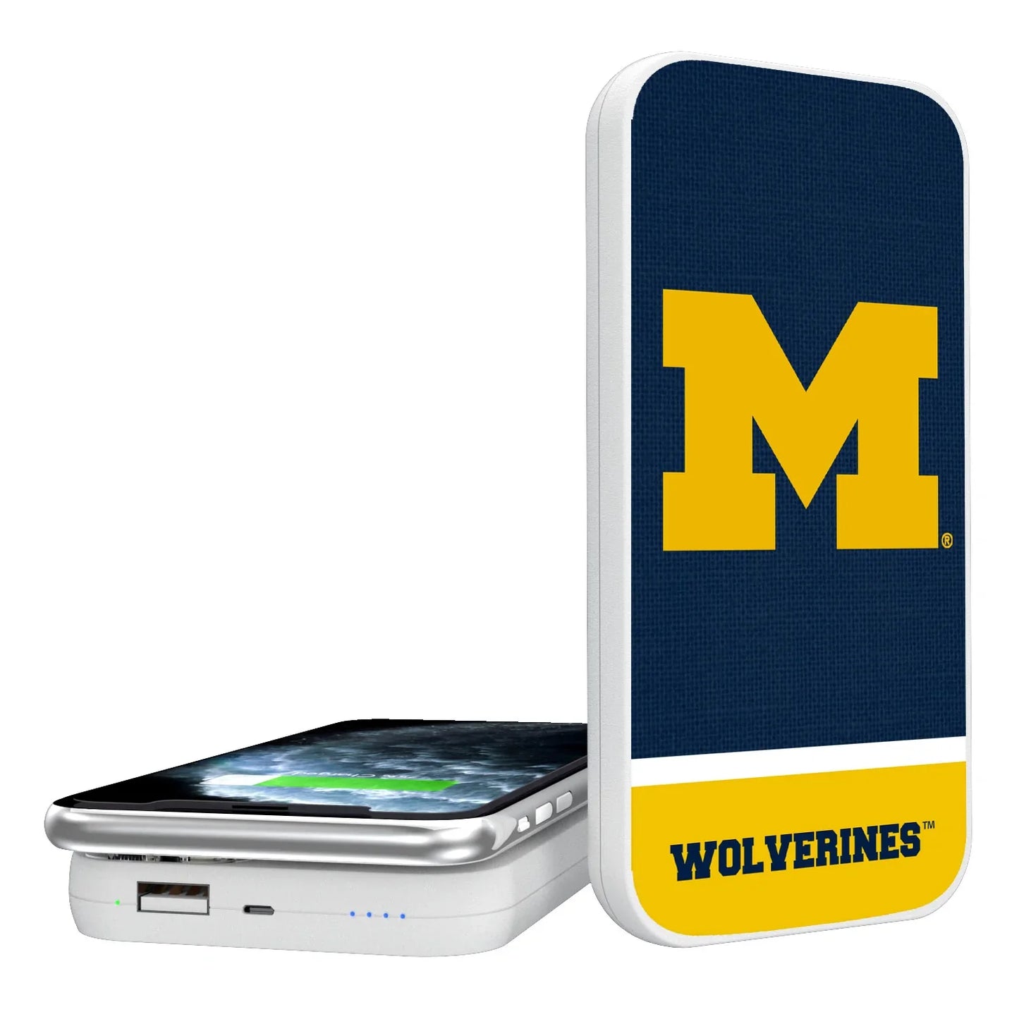 Michigan Wolverines Solid Wordmark 5000mAh Portable Wireless Charger