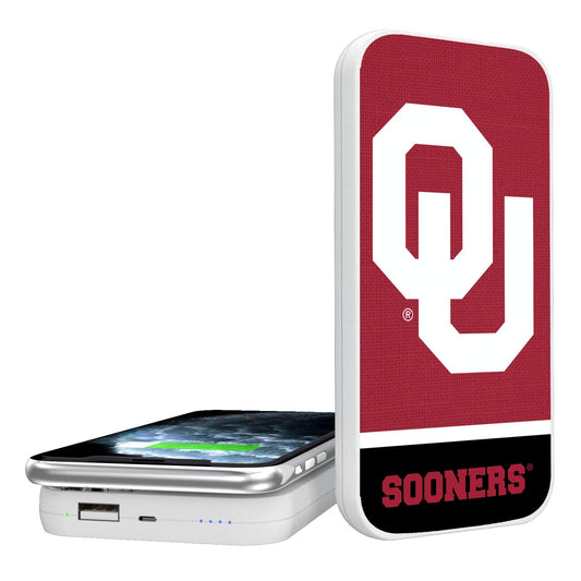 Oklahoma Sooners Solid Wordmark 5000mAh Portable Wireless Charger