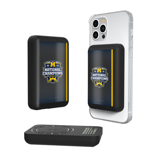 Michigan Wolverines 2023 College Football Playoff National Champion Wireless Mag Power Bank-0
