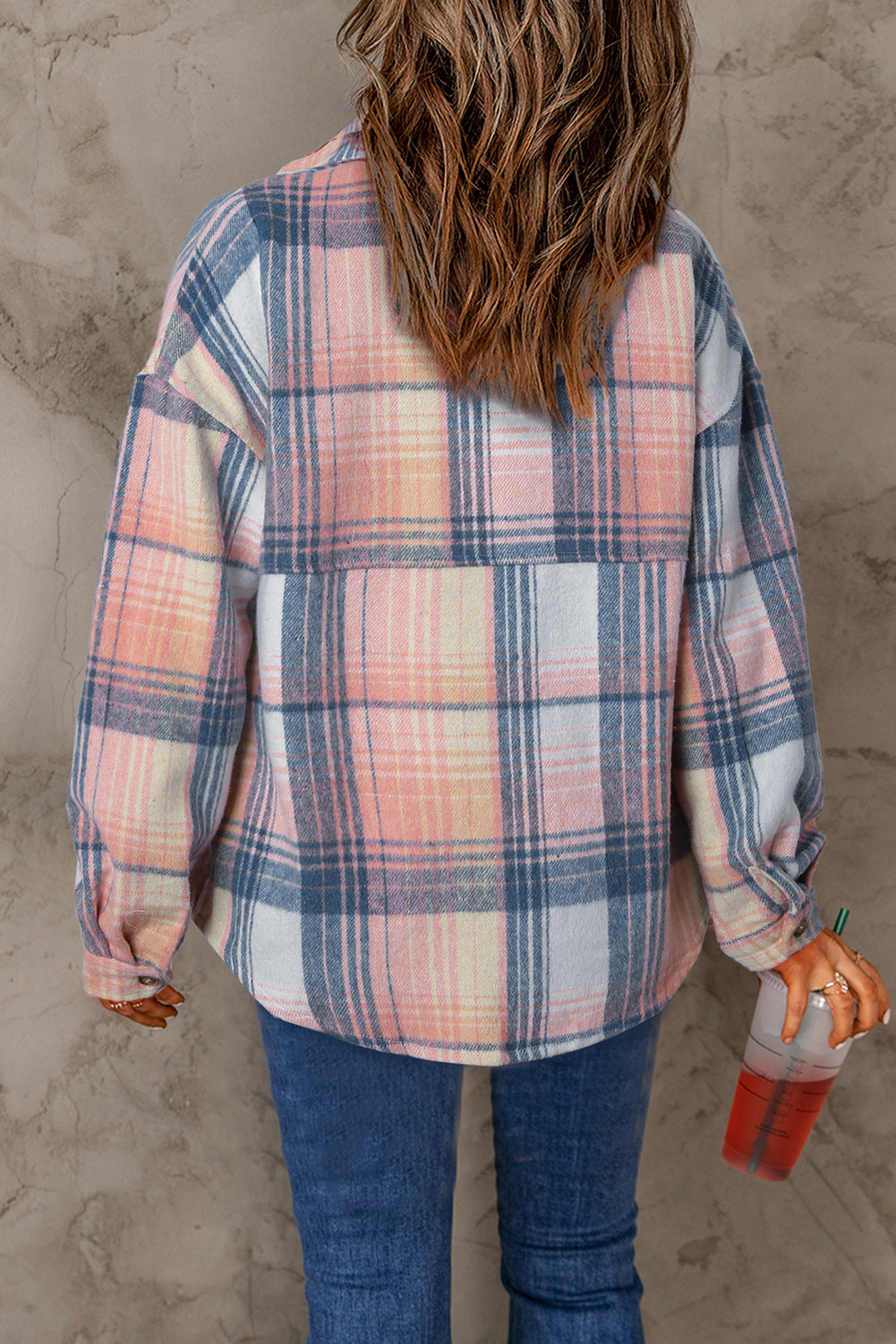 Addison Plaid Flap Pockets Shacket-1