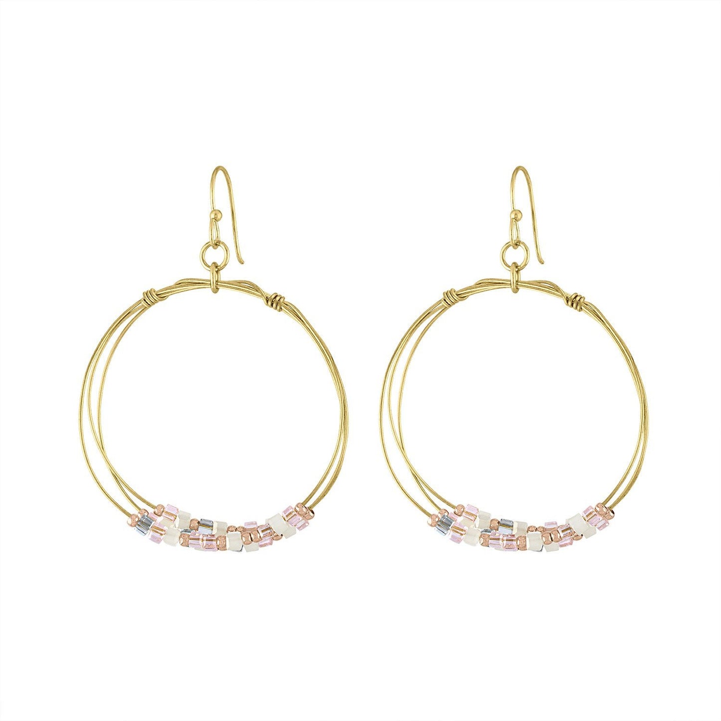 Gold Crystal Beaded Hoop Earings