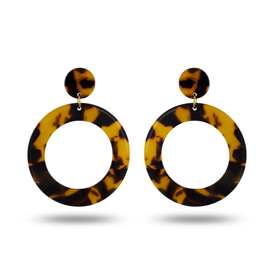Tortoise Circle Drop Earrings