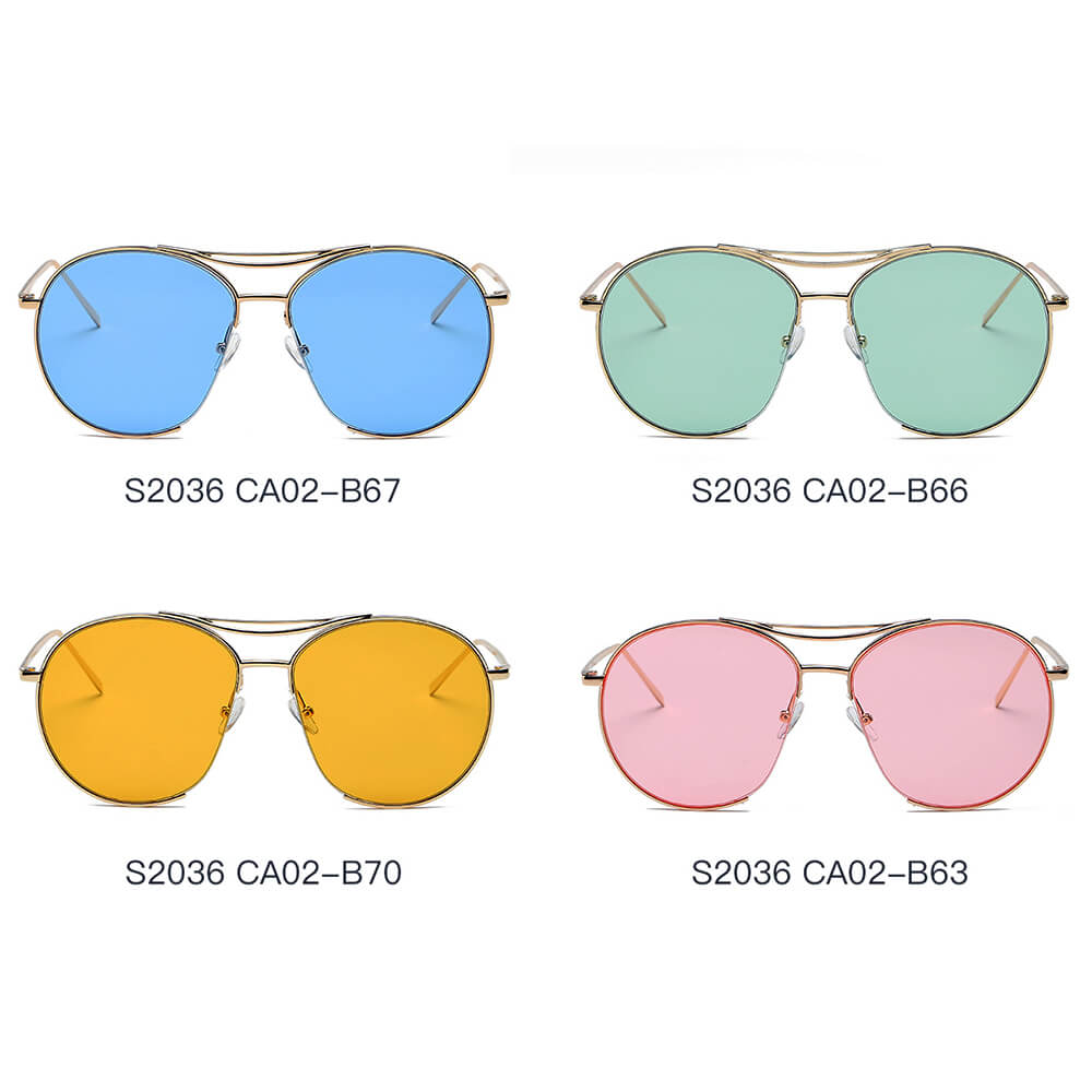 LOUDON | Oversize Tinted Lens Round Aviator Sunglasses-9