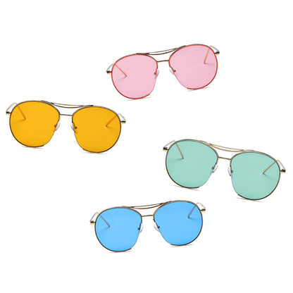 LOUDON | Oversize Tinted Lens Round Aviator Sunglasses-8