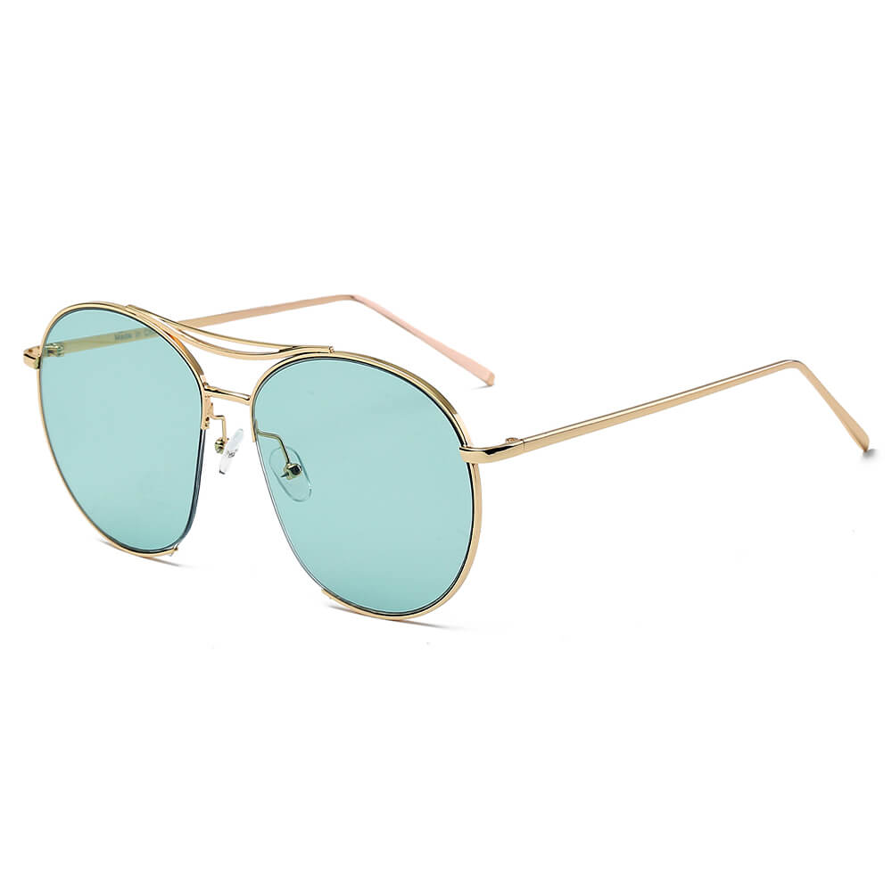 LOUDON | Oversize Tinted Lens Round Aviator Sunglasses-2