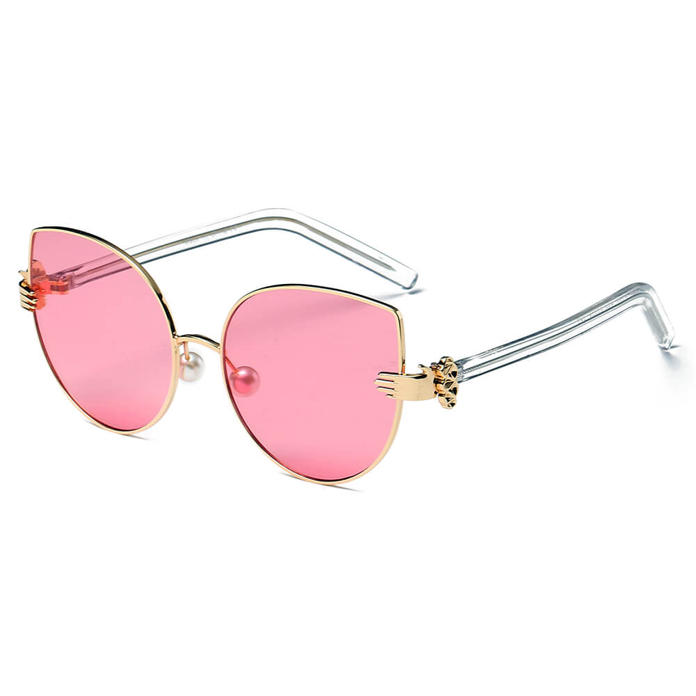 CENTRALIA | Women Metal Frame Cat Eye Hands Classic Sunglasses-4