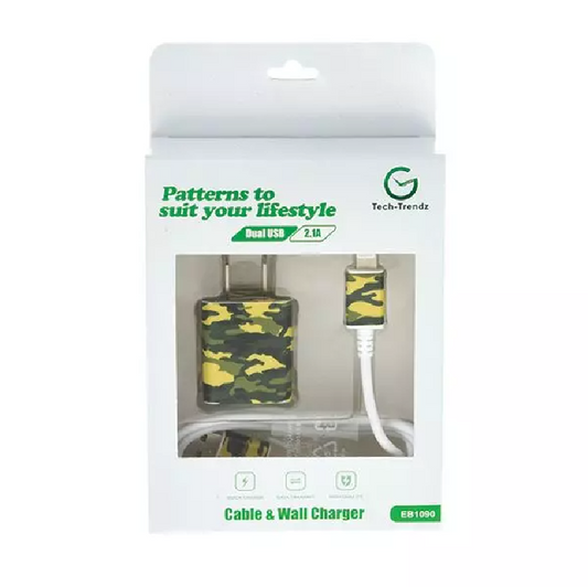 iPhone Patterned Cable and Wall Charger - Camo
