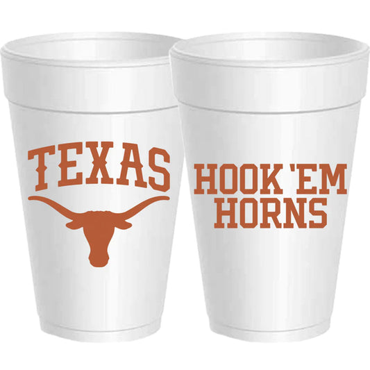 Texas Longhorns Hook'em 16 oz. Styrofoam Cups