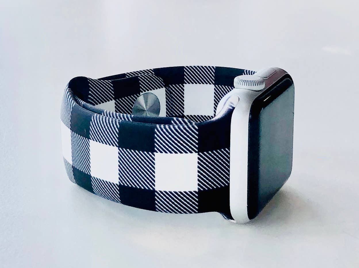 Black and White Buffalo Plaid Apple Watch Band