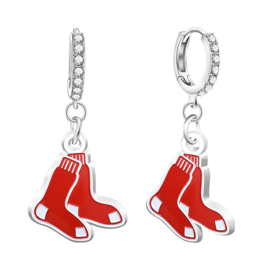 Boston Red Sox Rhinestone Circle Earrings