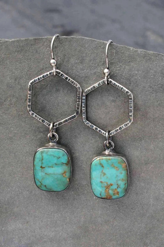 Vintage Turquoise Geometric Drop Earrings-0