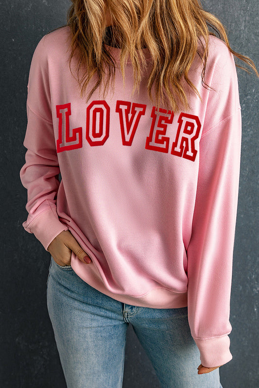 Raya LOVER Puff Print Drop Shoulder Pullover Sweatshirt-0