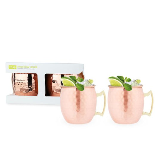Hammered Moscow Mule Copper Mugs, 2 Pack, by True