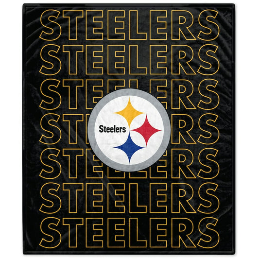 Pittsburgh Steelers Echo Team Wordmark Plush Blanket, 60'' x 70''