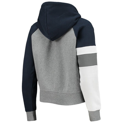 Dallas Cowboys Women's New Era Heathered Gray/Navy Color Block Quarter-Zip Hoodie