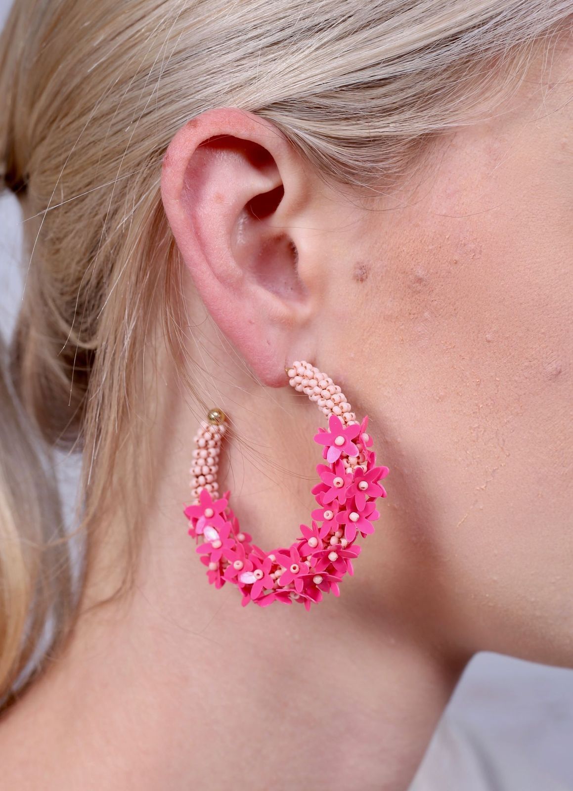 Vestavia Hills Embellished Hoop Earring pink